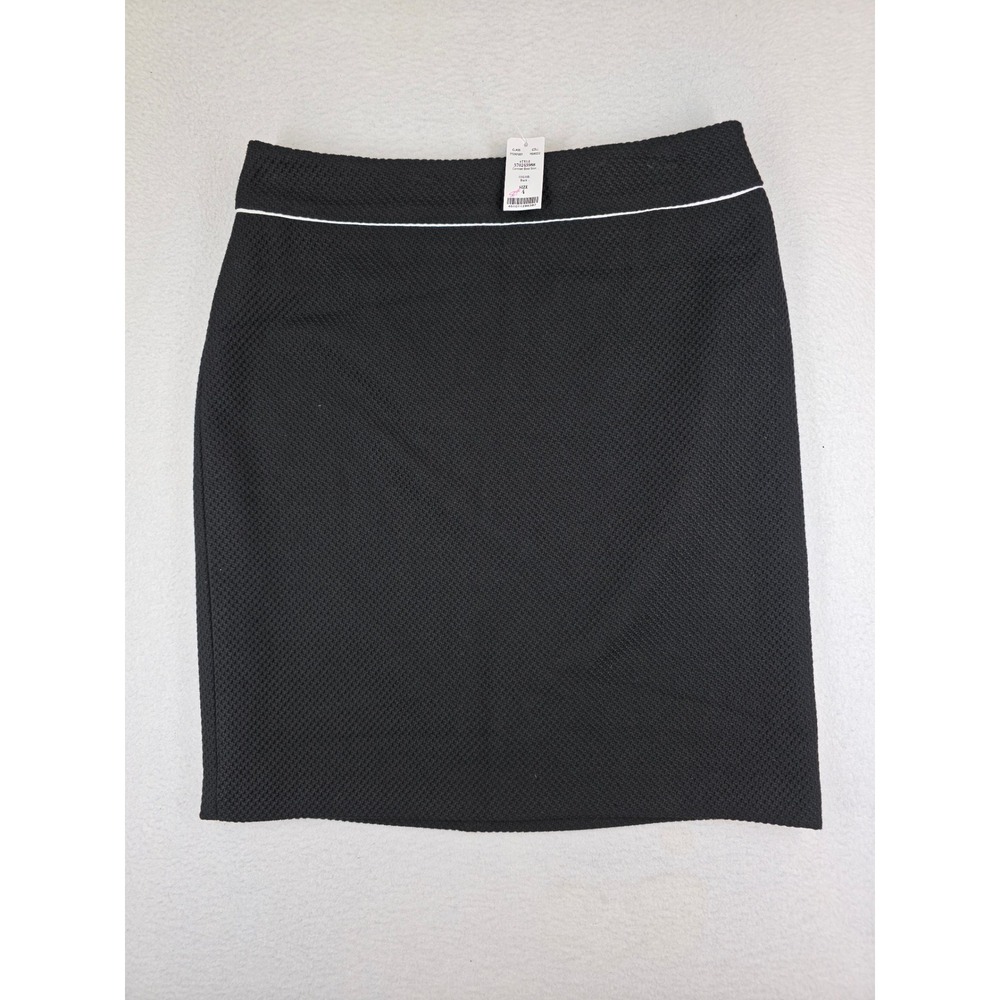 White House Black Market Black Contrast Boot Skirt Textured Pencil Skirt 4 NEW